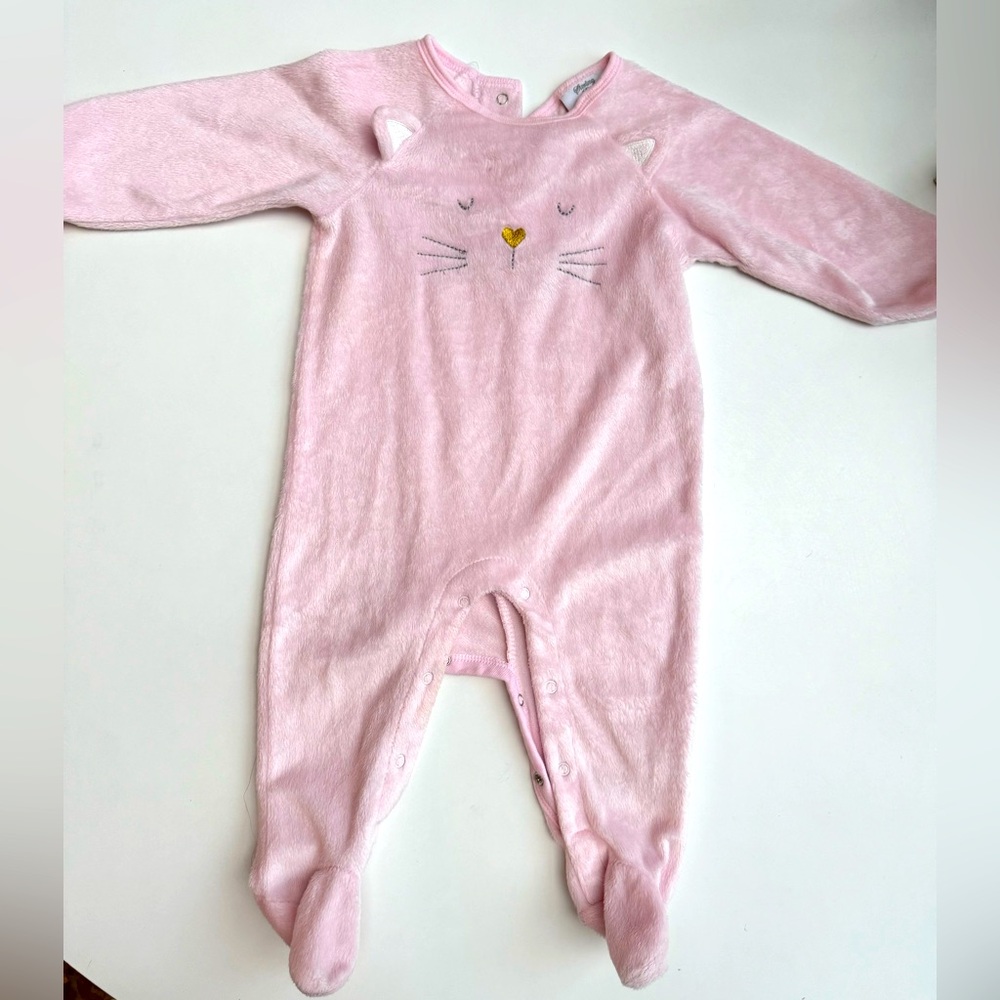 3/$9 Sterling Baby pink warm kitty jumpsuit jumper